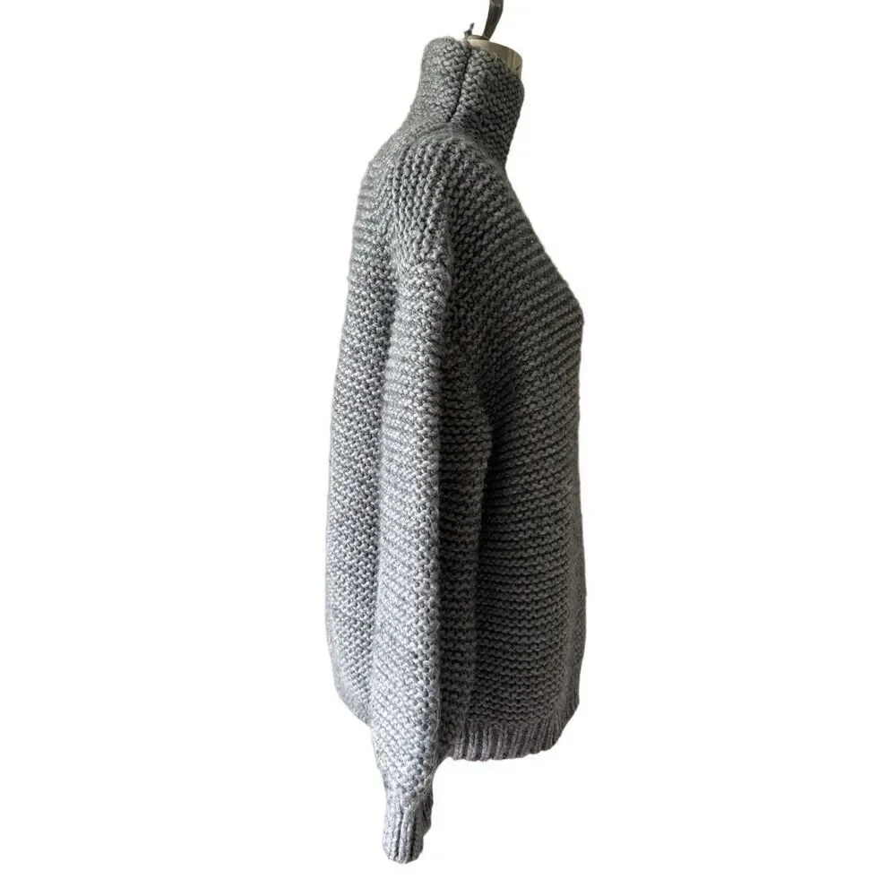 Proenza Schouler CHUNKY‎ KNIT SWEATER size S Gray Wool Blend